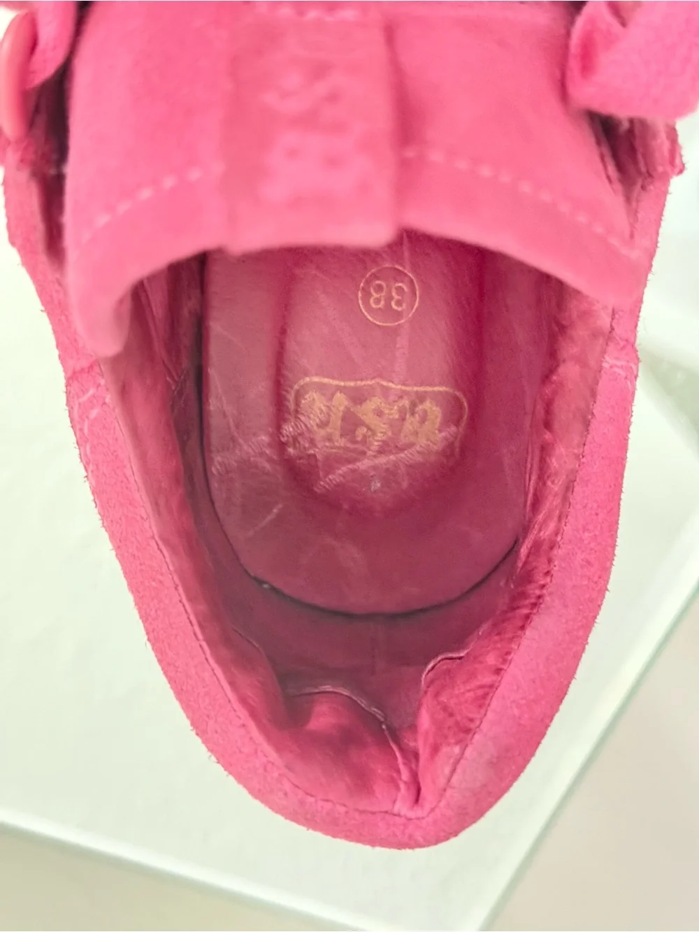 VINTAGE ASH Dean Pink Suede Leather Mesh Platform Wedge Sneakers Sz38 Barbiecore